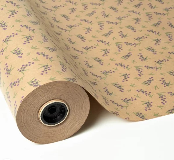 Bobina Papel Kraft Flores Violetas 0.70X100M