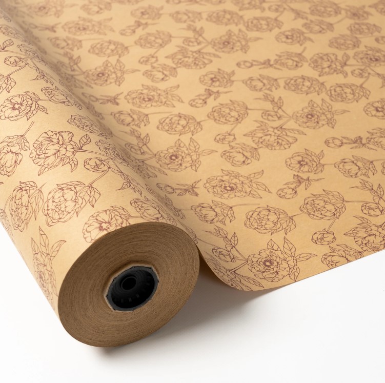 Bobina Papel Kft Reciclado Rosas burdeos 0.70X100M