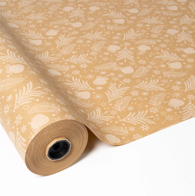 Papel Regalo Kraft Navi Copos de Nieve 0.70X100m