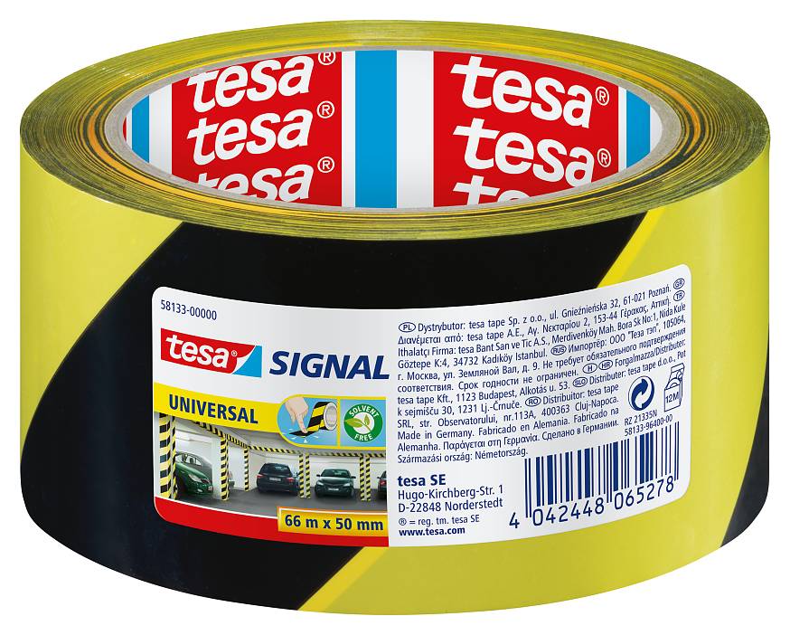 Cinta señalizacion PP adh.Amarillo/Negro 66mx50mm