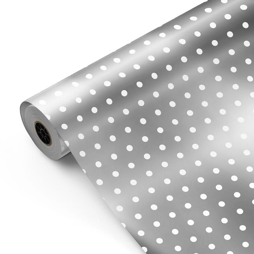 Bob. Topos Blancos fondo plata 62cm 80m.