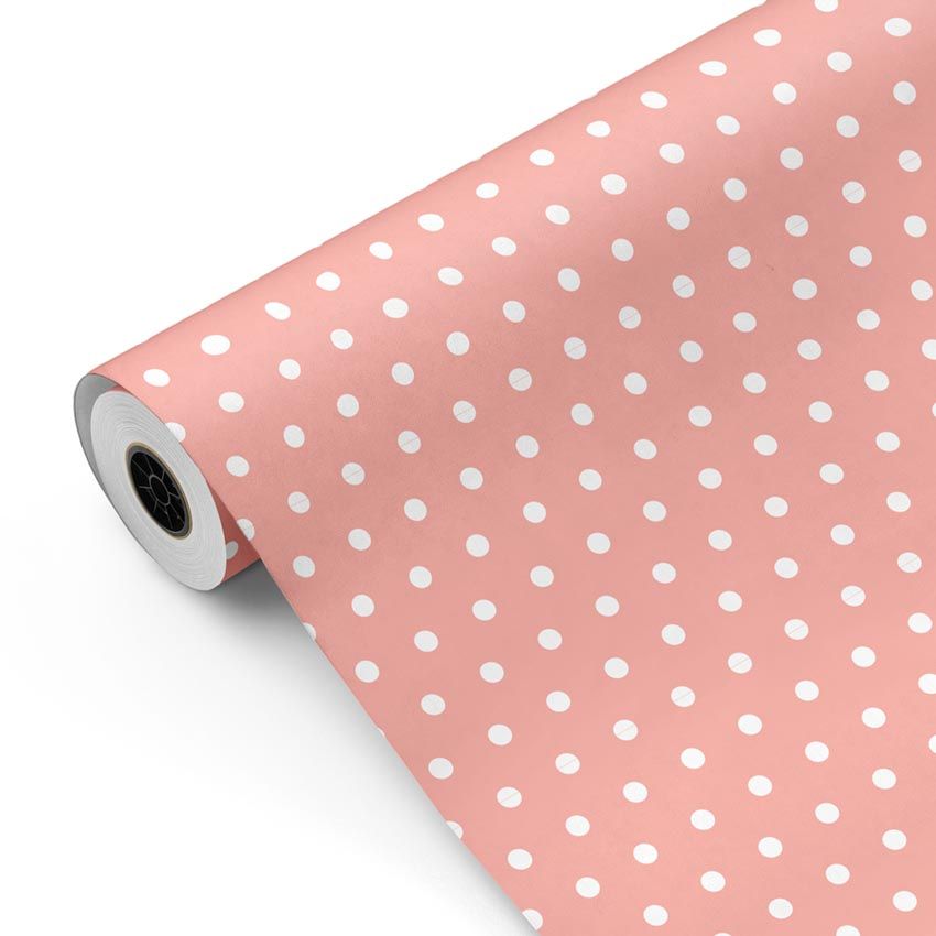 Bob. Fondo rosa Topos blanco 62cm 80m.