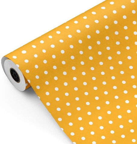 Bob. Fondo Amarillo Topos Blancos 62cm 80m.
