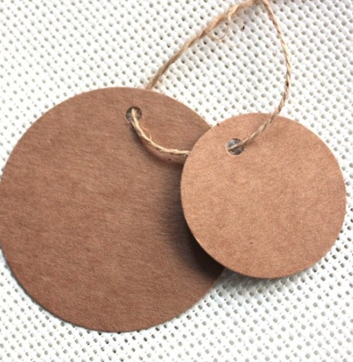 Etiqueta colgar kraft redonda grande 60mm 100u.