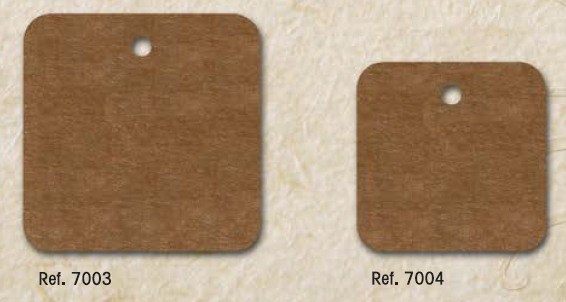 Etiqueta colgar kraft liso 40x40mm pequeña 200u.