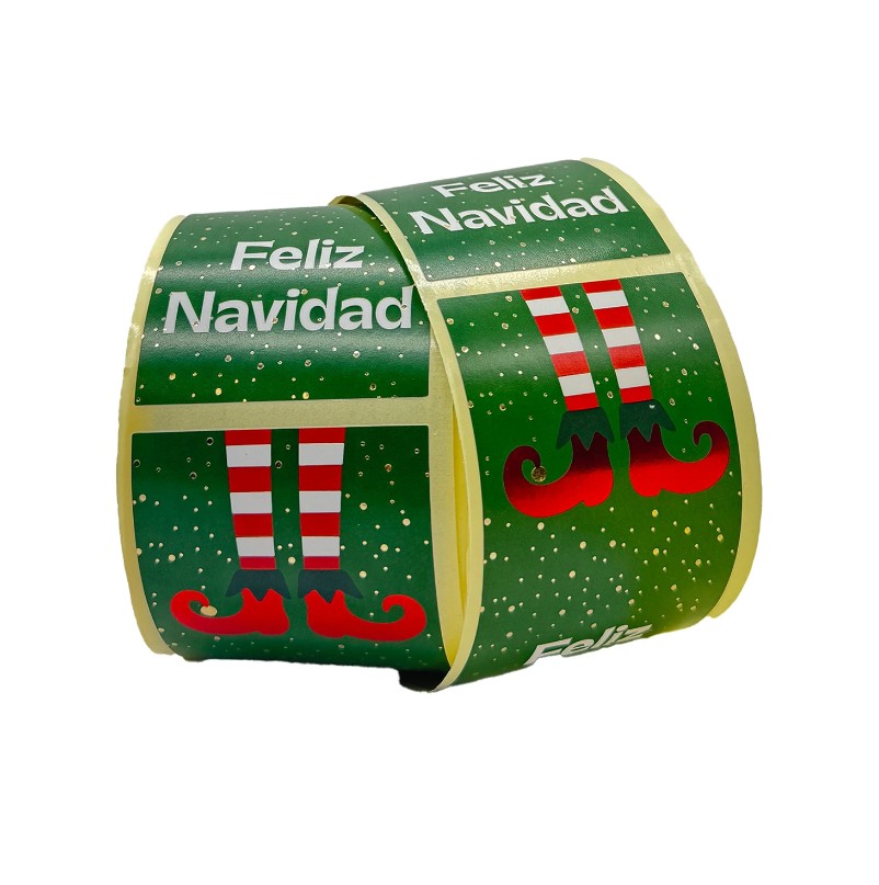 Etiqueta Rectangular pies Elfo Feliz Navidad 200u.