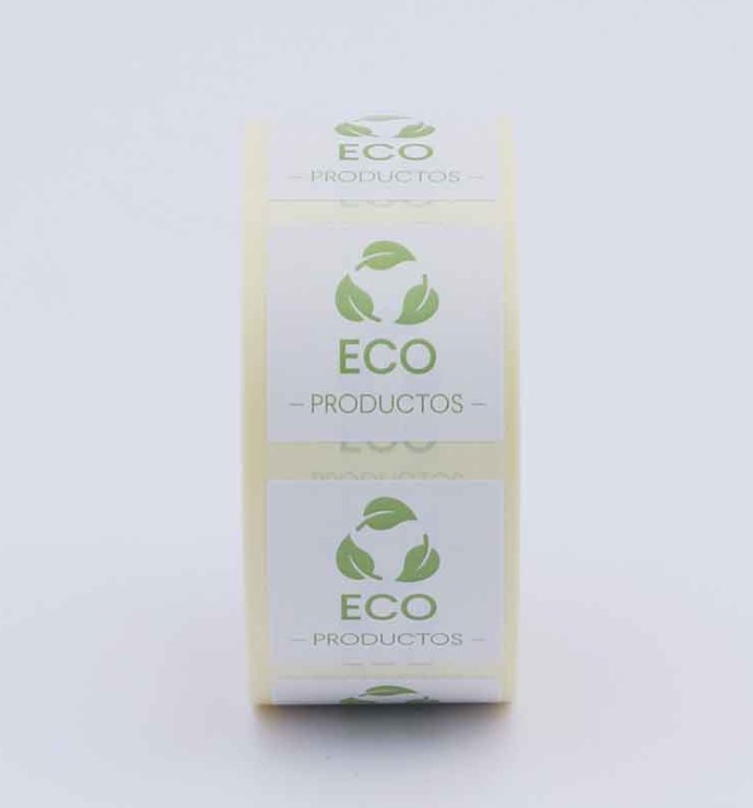 Etiq alimentación «PRODUCTOS ECO» 28X28mm 500u.