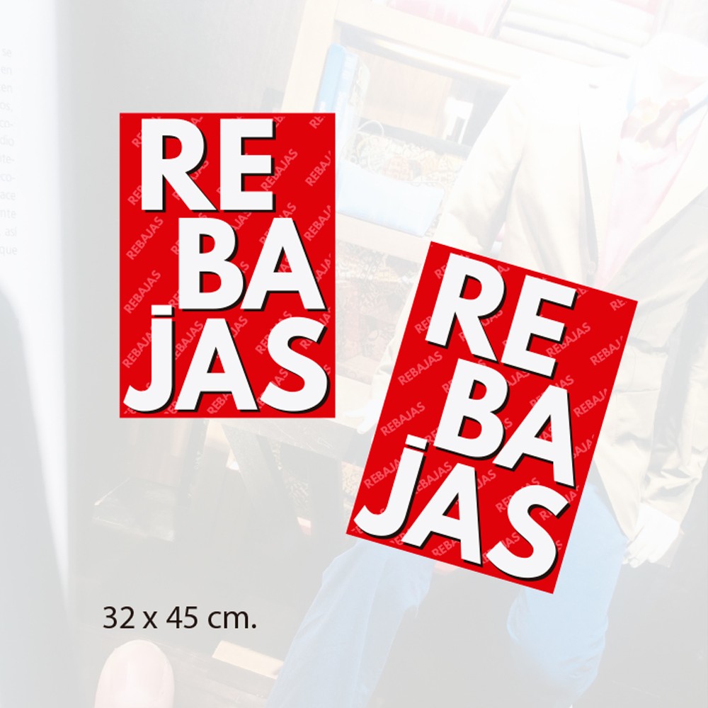 Cartel Rebajas Rojo 32x45cm 2u.