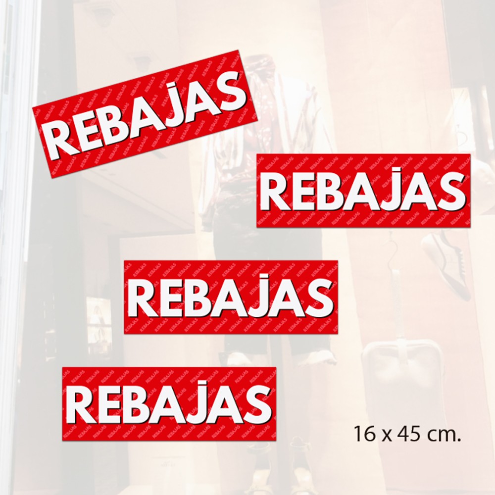 Cartel Rebajas Rojo 16x45cm 4u.