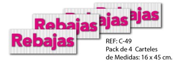 Cartel Rebajas Blanco 16x45cm 4u.