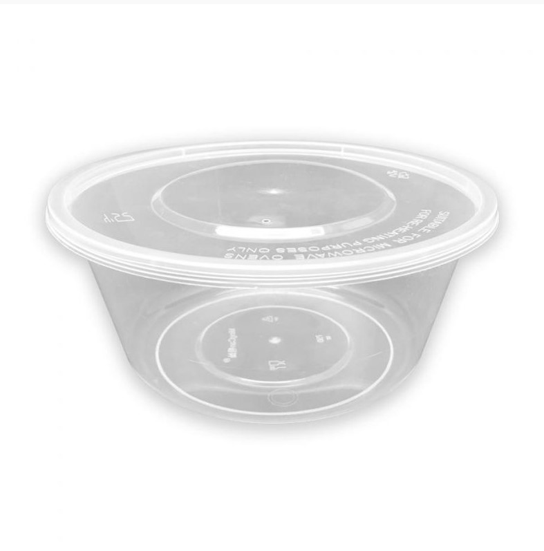 Envase redondo PP+tapa hermet/micro 750ml 50u.
