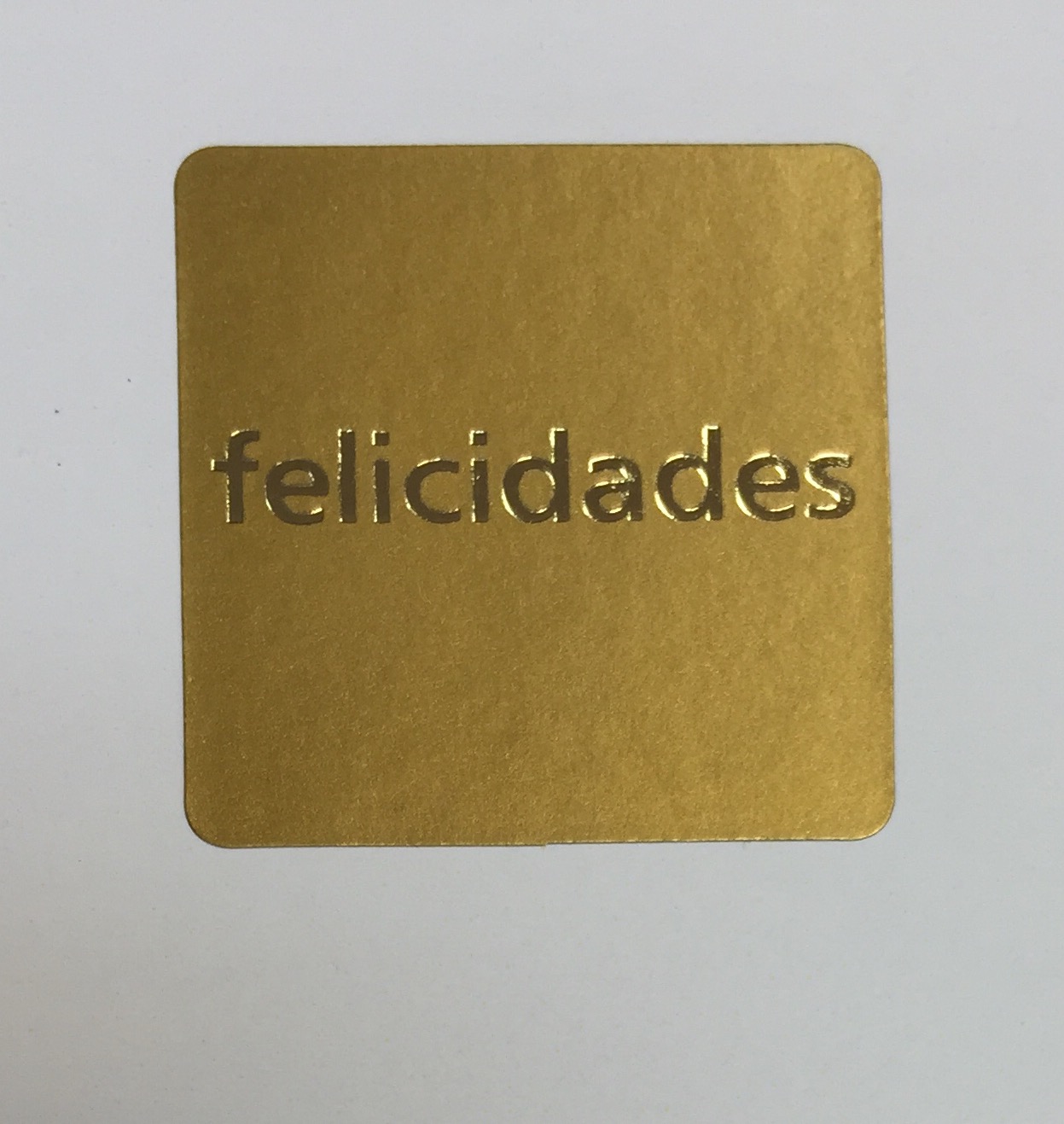 Felicidades 30x30mm Cuadrada Oro 500u.