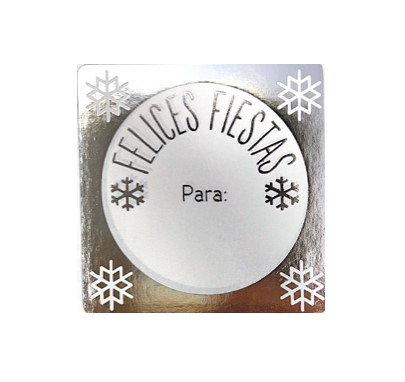 Et. Felices Fiestas para... plata 45x45mm 250u.