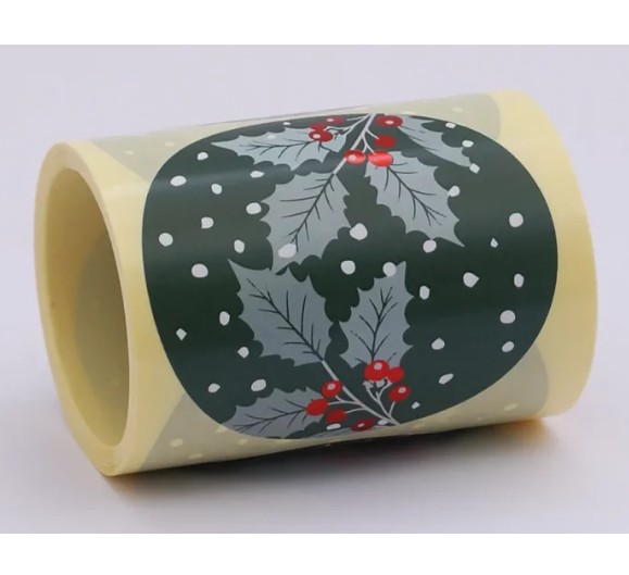 Et. Navidad redonda Acebo 80Ø 250u.