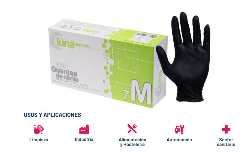 Guante Nitrilo negro XL Luna 100u