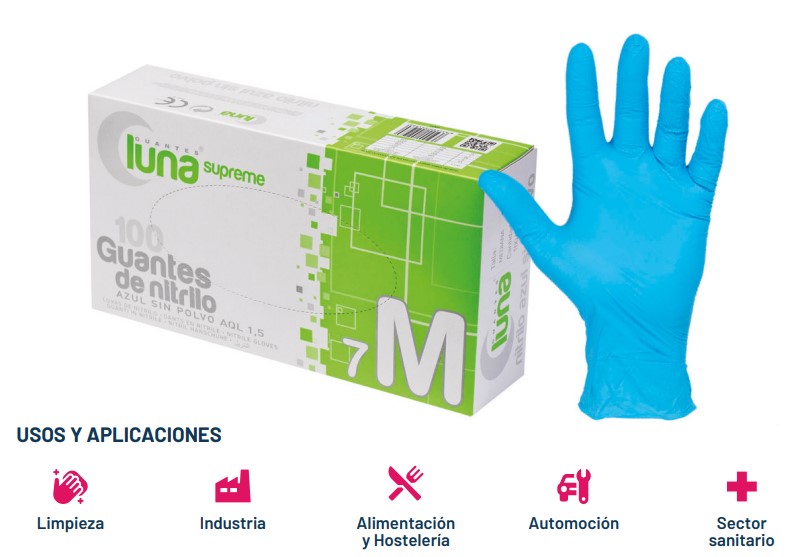 Guante Nitrilo AZUL S Luna 100u GN11