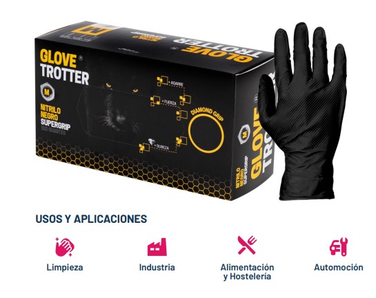 GUANTE NEGRO NITRIL XL SUPERGRIP 8.4gr. 90unid.