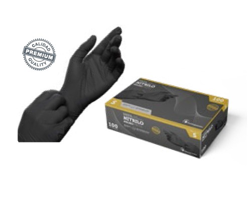 GUANTE NITRILO NEGRO L 5.1G 100U.