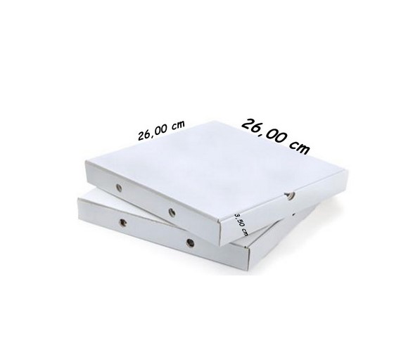 Caja Pizza Blanca 26x26x3.5cm 384gr. 100u.
