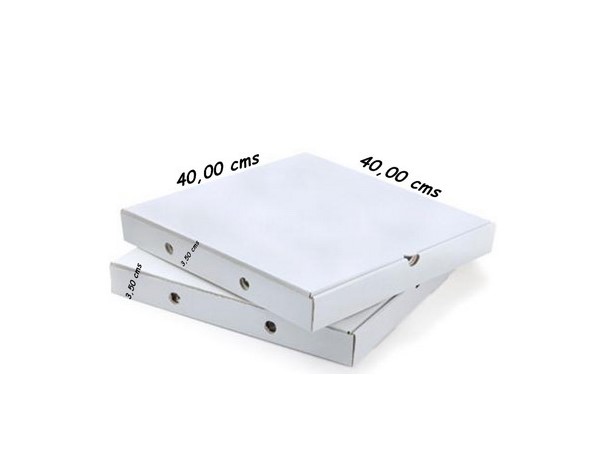 Caja Pizza Blanca 40x40x3.5cm 384gr. 100u.*