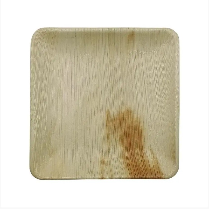 Plato hoja de palma cuadrado 20x20cm 25u.