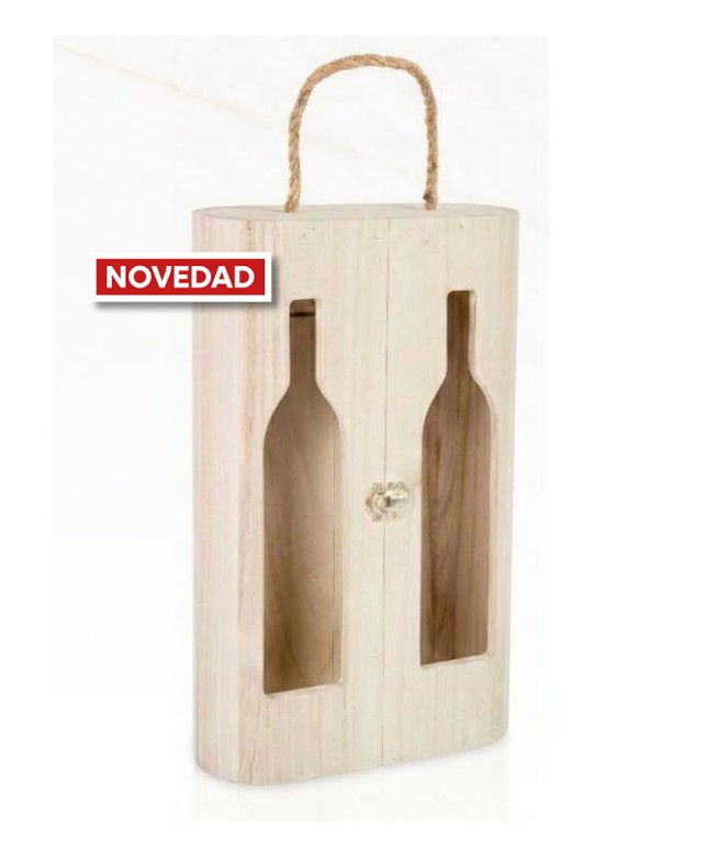 Caja madera "botellas" 225x90x360mm 1u.