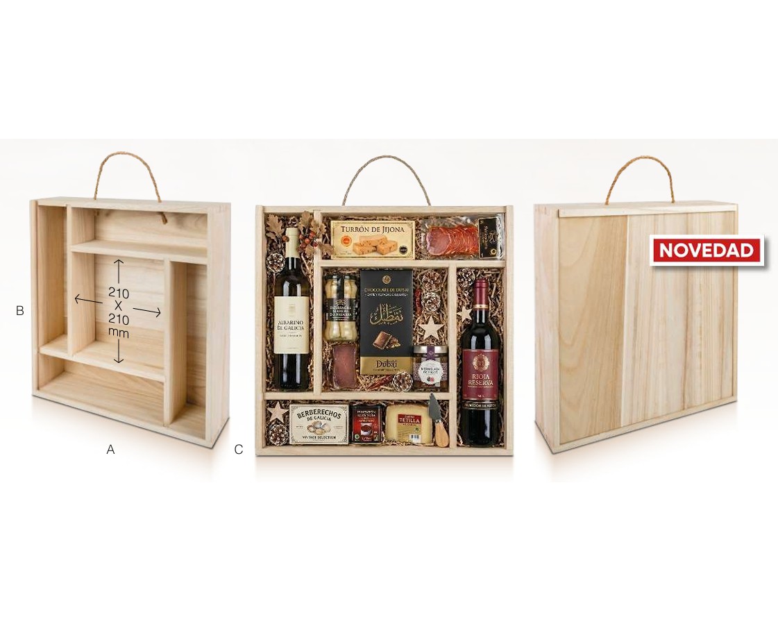 Caja madera separadores 440x440x130mm 1u.