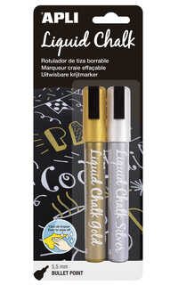 rotulador 2u oro y plata borrable tipo tiza