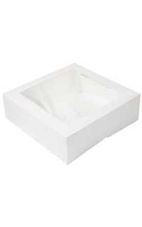 caja pastelería 32x32x10cm blanca ventana 50u. caja pastelería 32x32x10cm blanca ventana 50u.