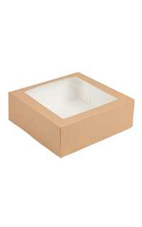 caja pasteleria 28x28x10cm natural ventana 50u. caja pasteleria 28x28x10cm natural ventana 50u.