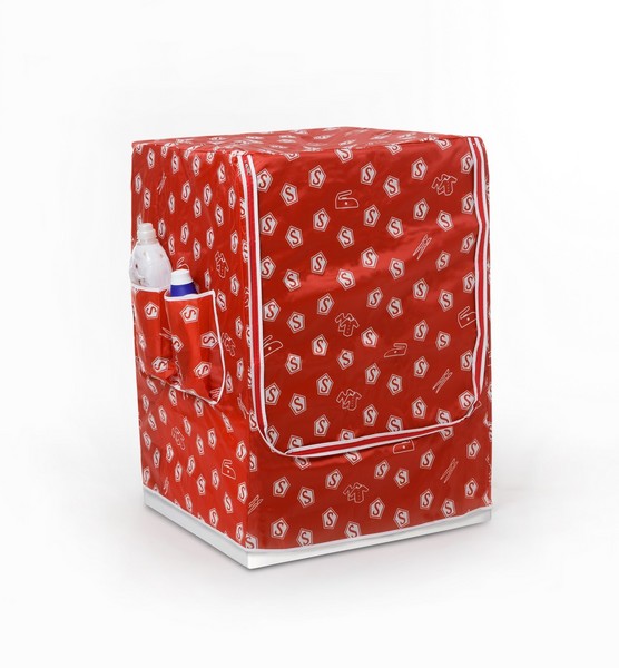 HOUSSE MACHINE À LAVER OUVERTURE FRONTALE PEVA ROUGE POCHETTE 84 3