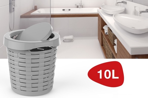 PANIER AVEC COUVERCLE BASCULANT 10 L COULEUR (BASALTE/WENGUE/SAB 2