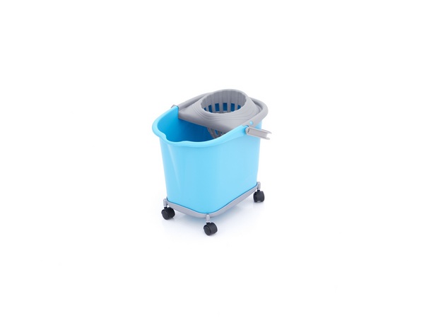 CUBO 16 L RECT. AZUL + ESCURRIDOR GRIS CON 4 RUEDAS 1