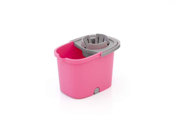 16 L RECTANGULAR  BUCKET WITH SMART WRINGER MINI WHEELS  (PINK) 1