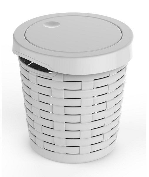 PANIER AVEC COUVERCLE BASCULANT 20 L COULEUR BLANC 1