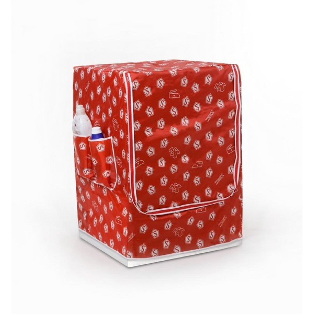HOUSSE MACHINE À LAVER OUVERTURE FRONTALE PEVA ROUGE POCHETTE 84 3