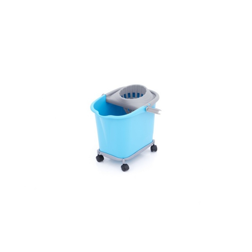 CUBO 16 L RECT. AZUL + ESCURRIDOR GRIS CON 4 RUEDAS