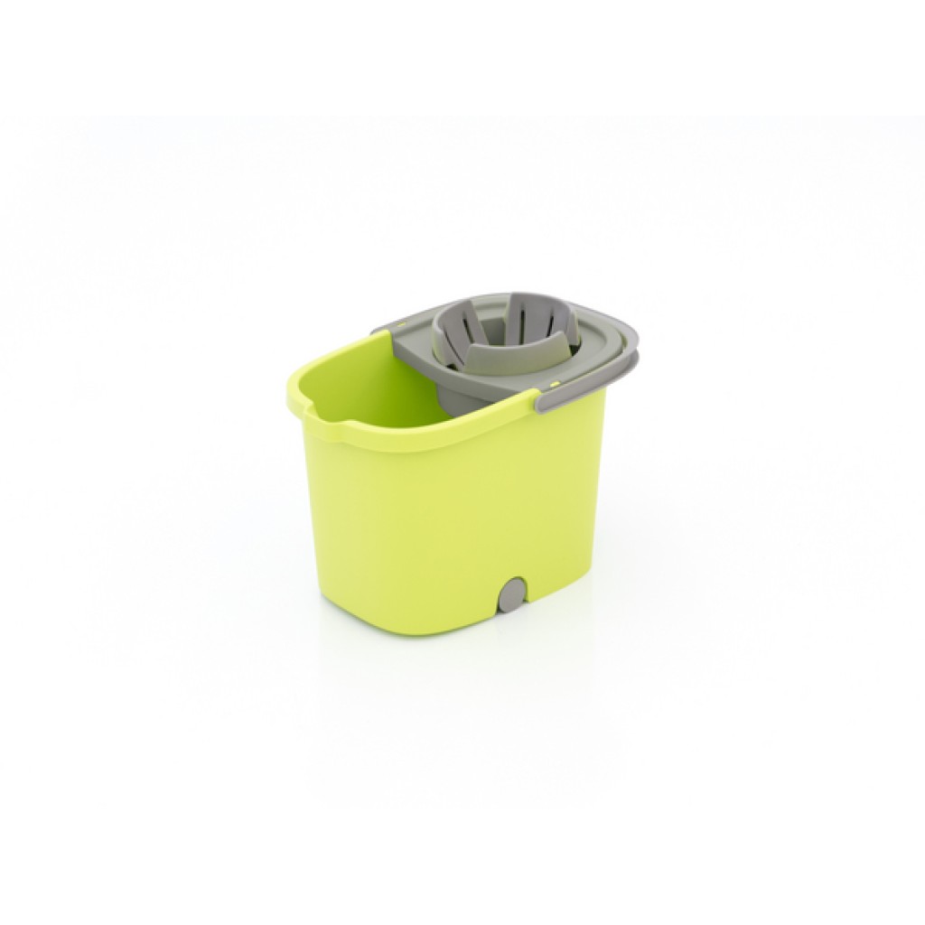 16 L RECTANGULAR  BUCKET WITH SMART WRINGER MINI WHEELS  (GREEN)