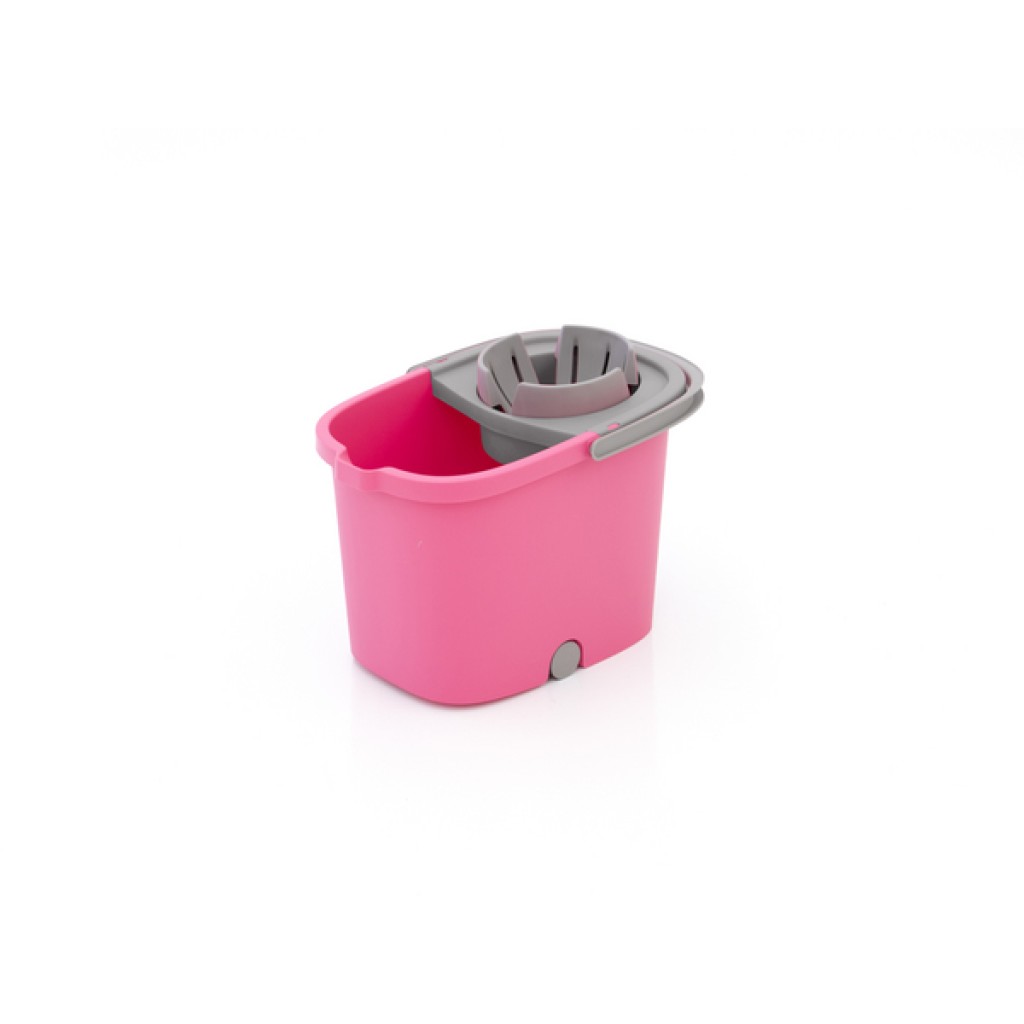 16 L RECTANGULAR  BUCKET WITH SMART WRINGER MINI WHEELS  (PINK)