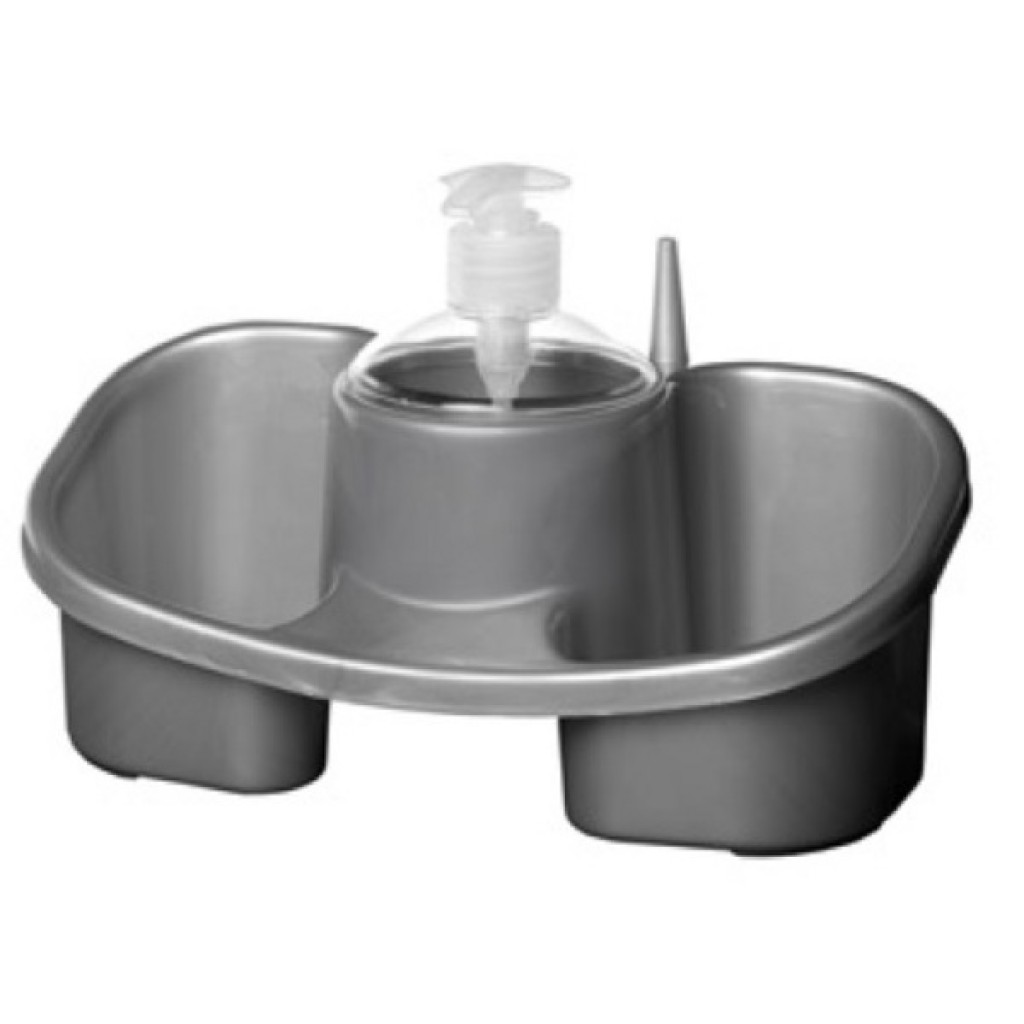 SCRUB-BRUSH WITH DISPENSER SILVER