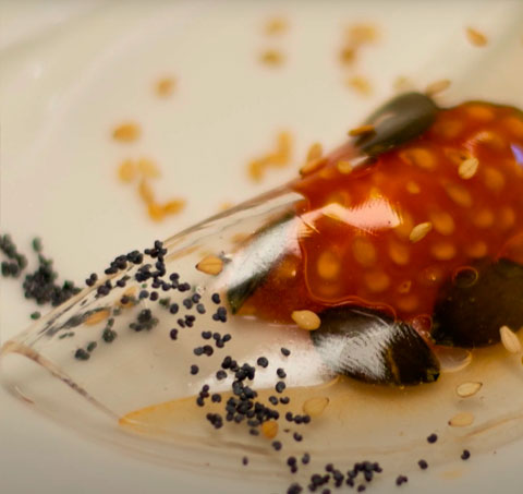 Falso ravioli con Goma Gellan