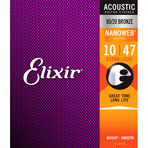 CUERDA GUITARRA ACUSTICA - ELIXIR NANOWEB 11002 ( 010-047) JGO