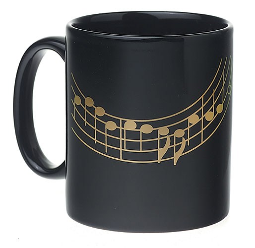 REGALO- TAZA NEGRA NOTAS DORADAS-** DESCATALOGADO**