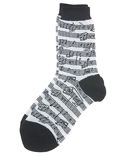 REGALO- CALCETIN BLANCO CON NOTAS MUSICALES (NIÑO) (7-9)