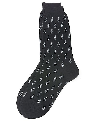 REGALO- CALCETIN NEGRO CON CLAVE DE SOL BLANCA (9-11) *DESCATALOGADO*