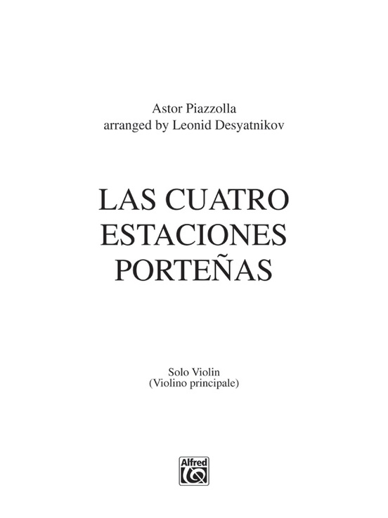 PIAZZOLLA A. - LAS CUATRO ESTACIONES PORTEÑAS VIOLIN