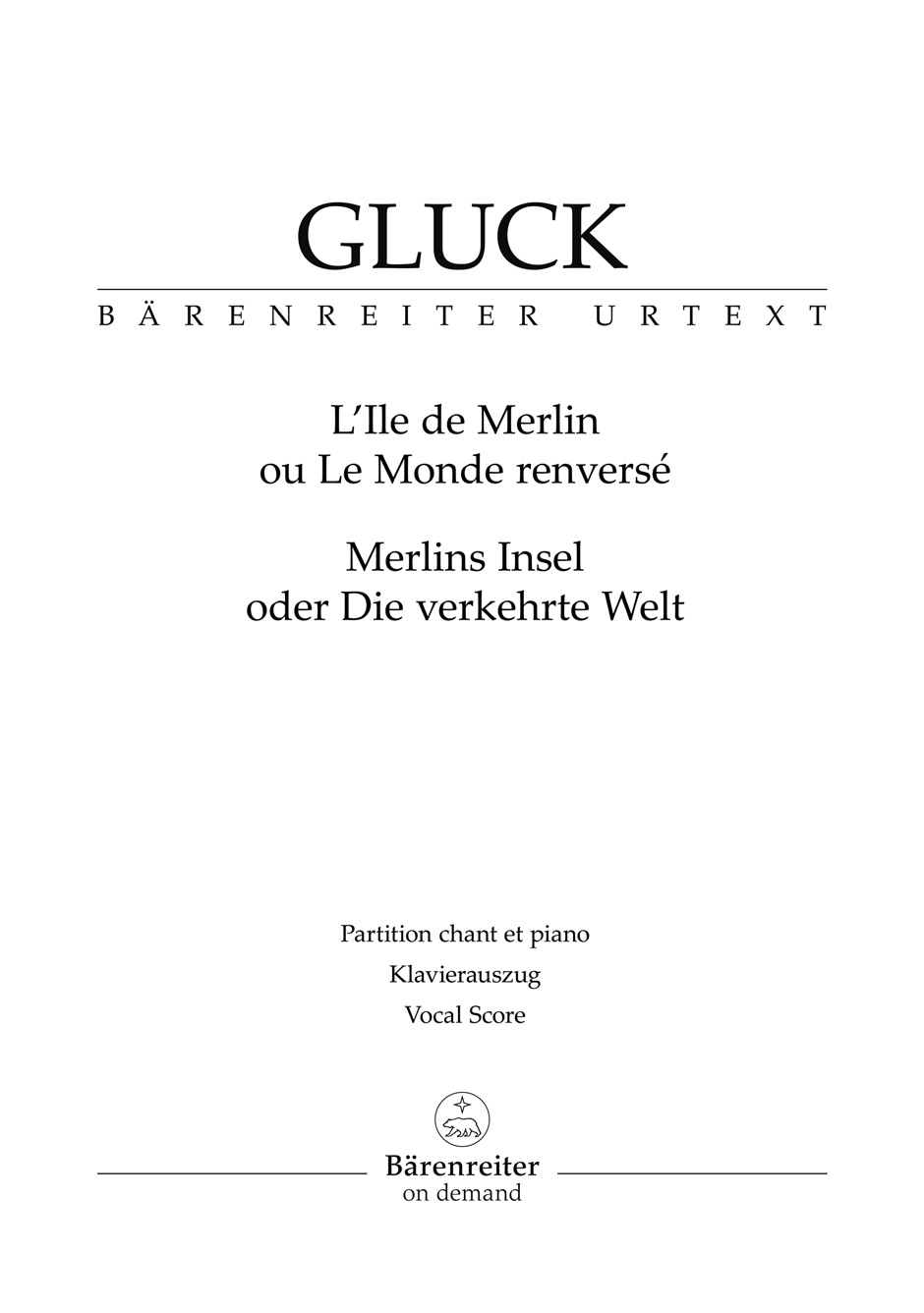 GLUCK C.W. - ISLA DE MERLIN O EL MUNDO AL REVES URTEXT