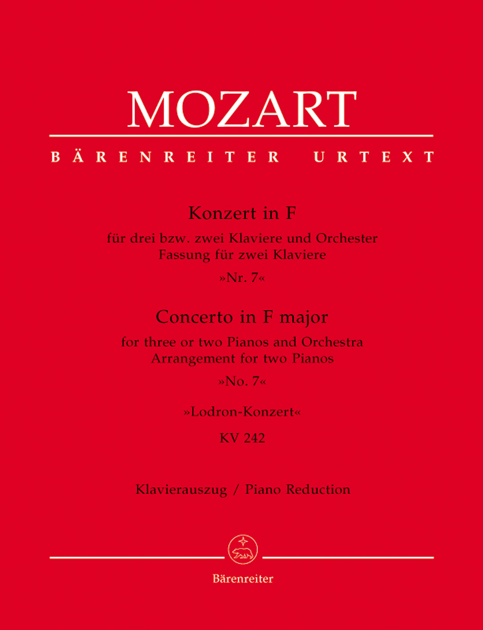 MOZART W.A. - CONCIERTO Nº7 PARA 2 o 3 PIANOS URTEXT - KV.242