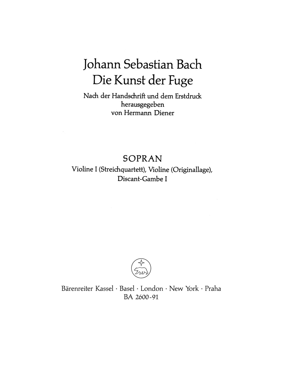 BACH J.S. - ARTE DE LA FUGA BWV1080 PARTE VIOLIN I