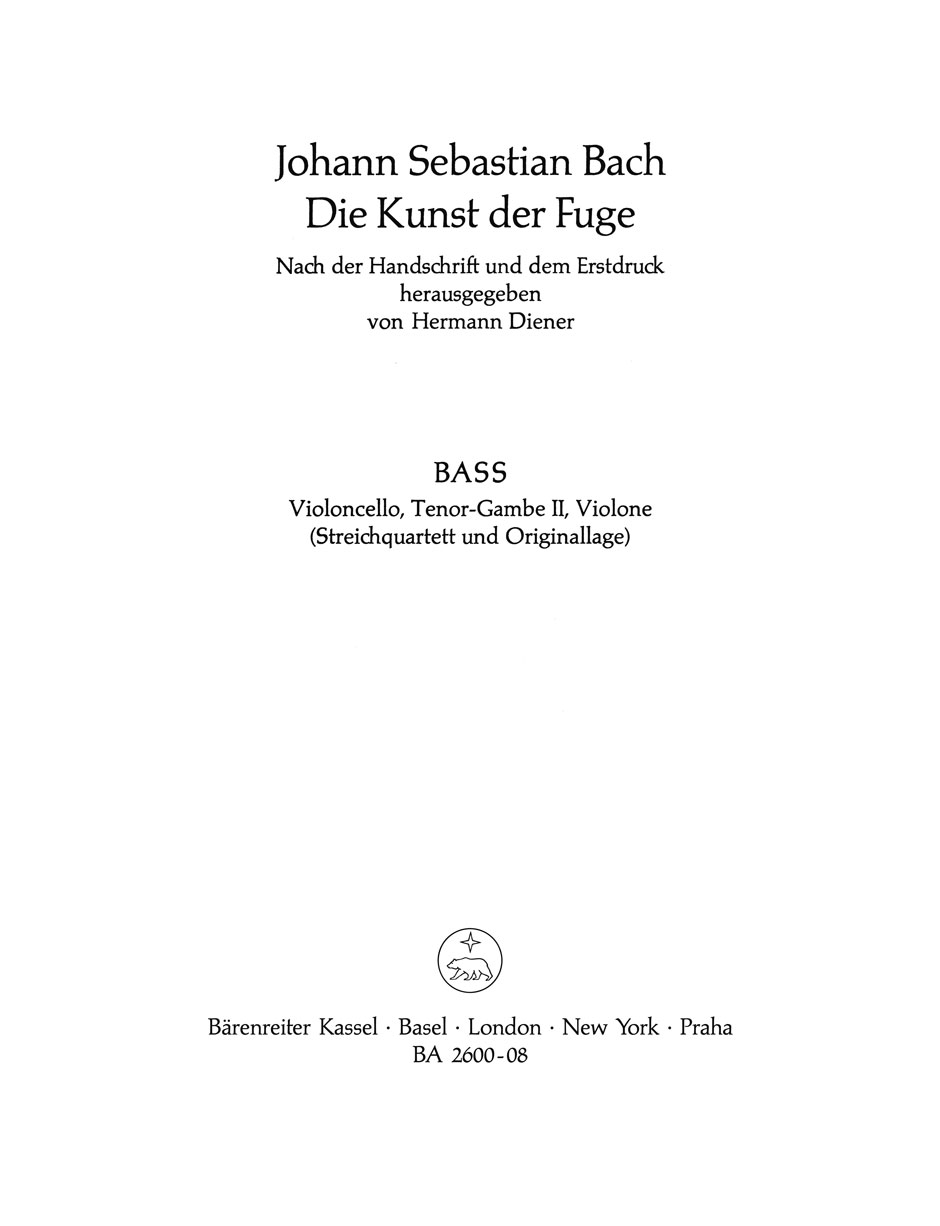 BACH J.S. - ARTE DE LA FUGA BWV1080 PARTE VIOLONCHELO